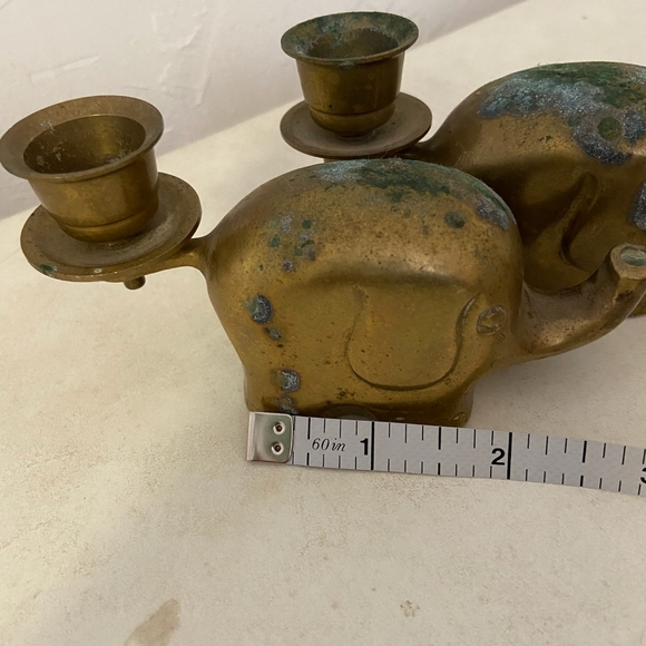 Vintage Brass Baby Elephant Candle Holders - Picture 2 of 7